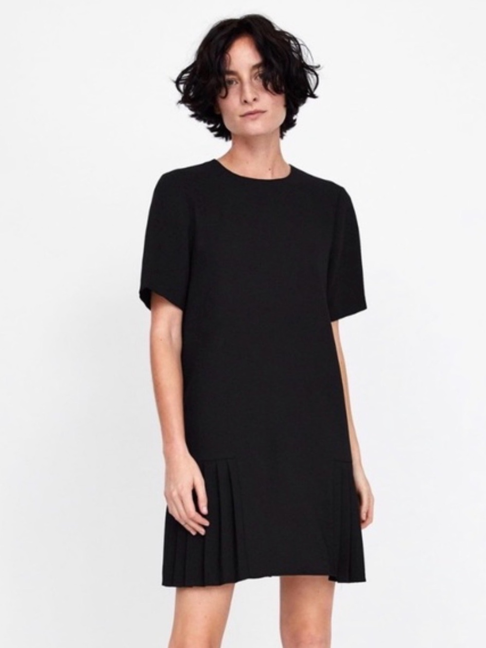 ZARA Pleated drop-waist shift dress